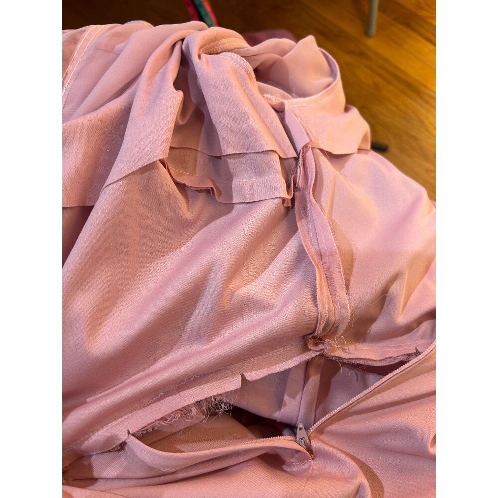 VTG Gown Sz 12 Runs small Mauve Pink Sheer Long Sleeves Union Md Elegant Cottage - Picture 9 of 12